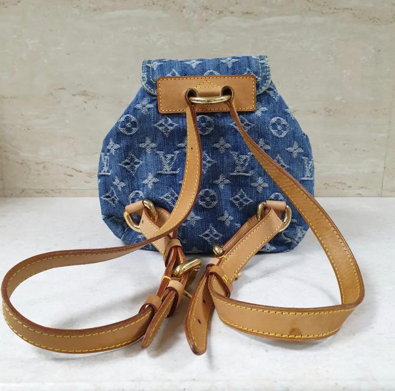Louis Vuitton Blue Monogram Denim Backpack PM In Good Condition In Krakow, PL