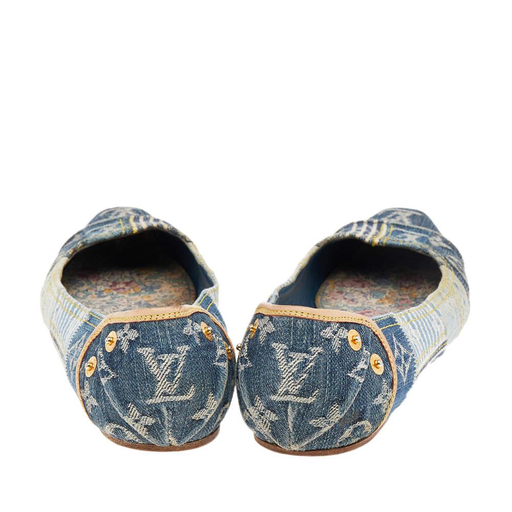 Women's Louis Vuitton Blue Monogram Denim Ballet Flats Size 37