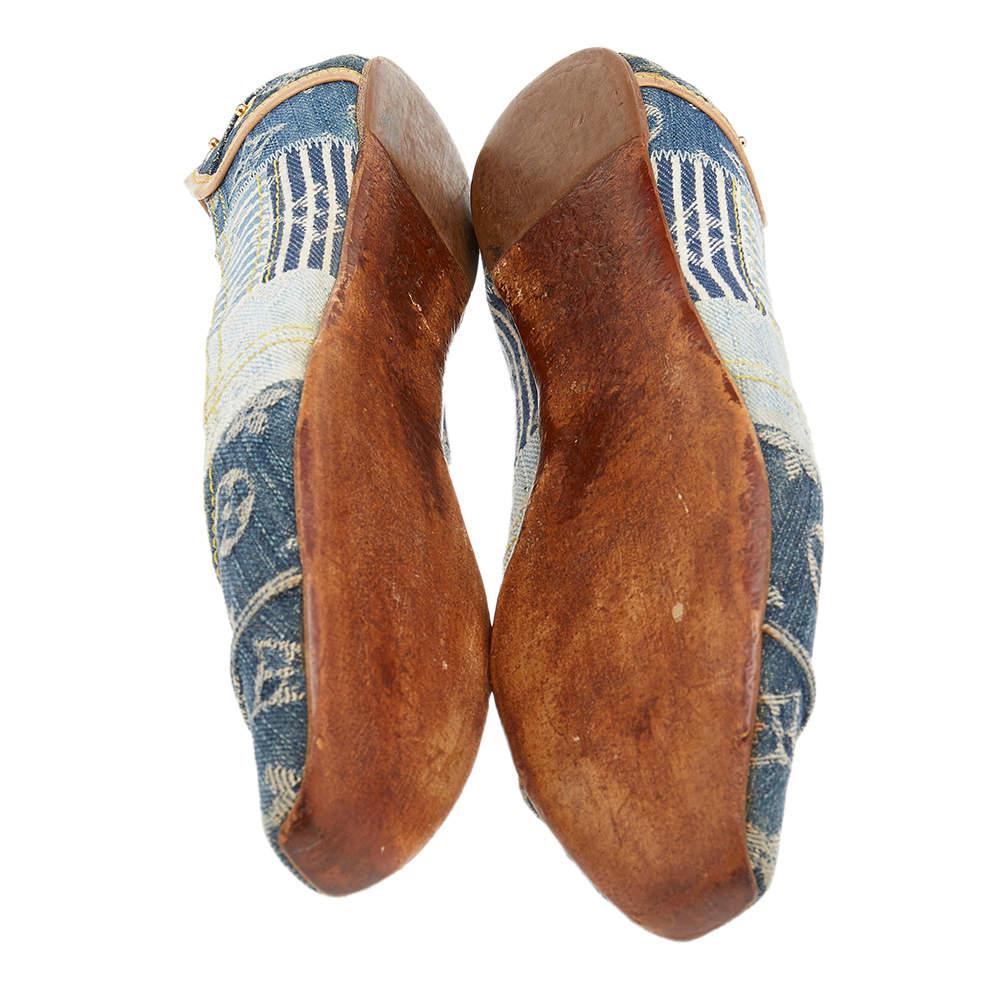 Louis Vuitton Blue Monogram Denim Ballet Flats Size 37 1
