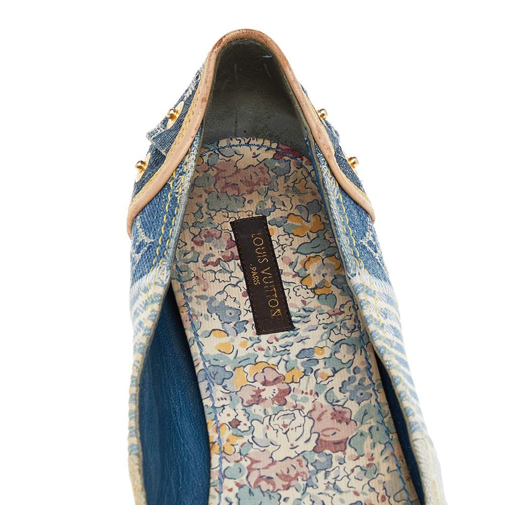 Louis Vuitton Blue Monogram Denim Ballet Flats Size 37 2