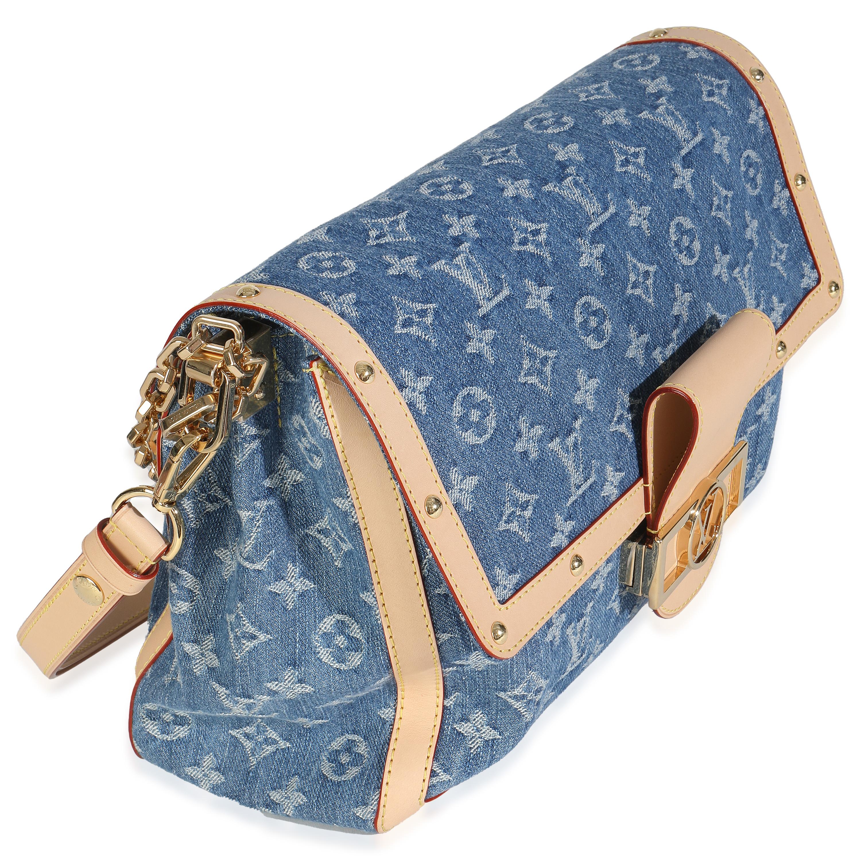 Gris Louis Vuitton Blue Monogram Denim Dauphine Soft GM en vente