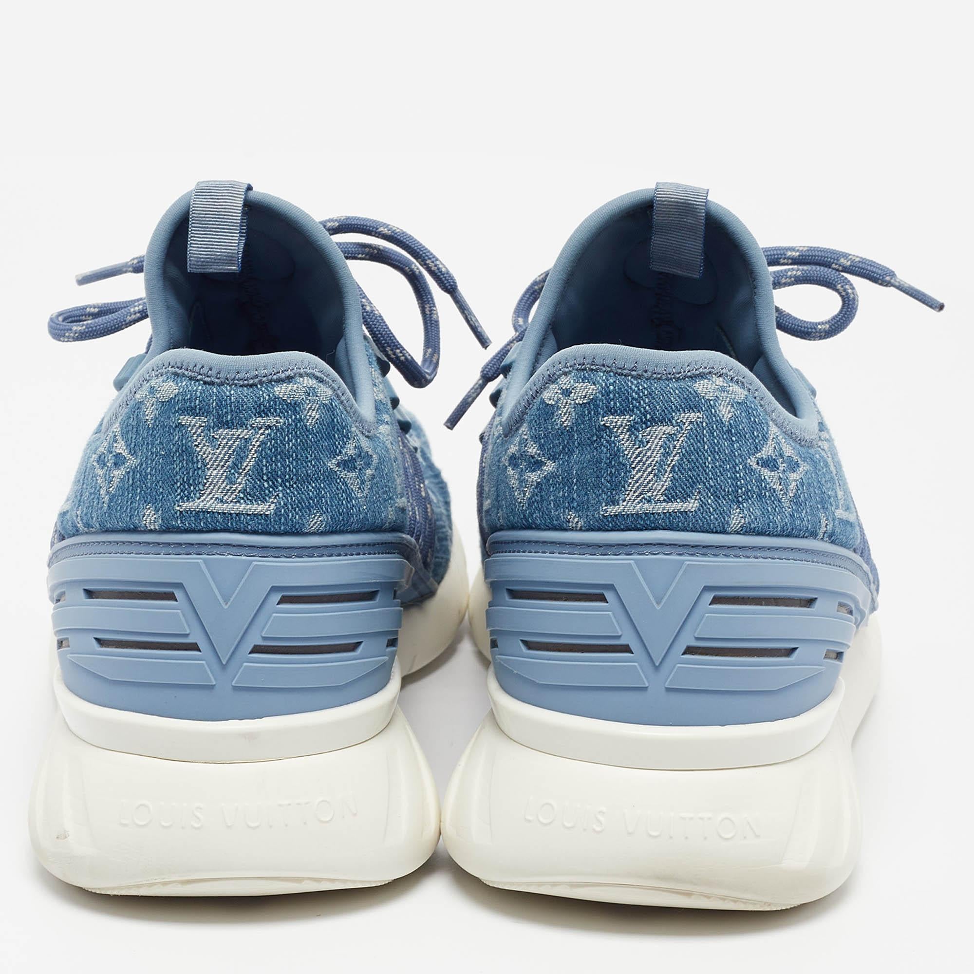 Men's Louis Vuitton Blue Monogram Denim Fastlane Sneakers Size 42