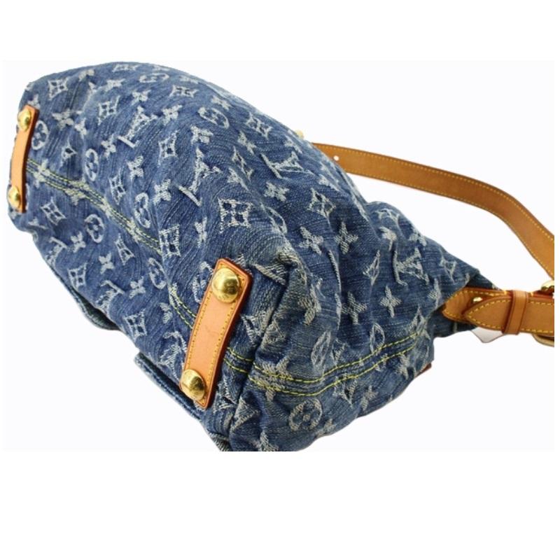 Louis Vuitton Blue Monogram Denim Leather Baggy GM Shoulder Bag   In Good Condition In Irvine, CA