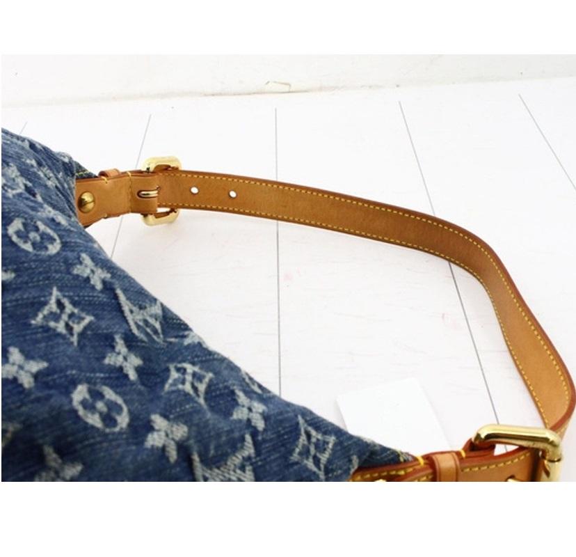 Women's Louis Vuitton Blue Monogram Denim Leather Baggy GM Shoulder Bag  