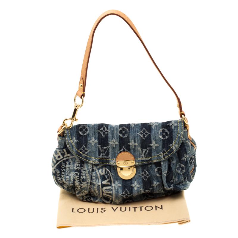 Louis Vuitton Blue Monogram Denim Limited Edition Mini Pleaty Raye Customise Bag 4