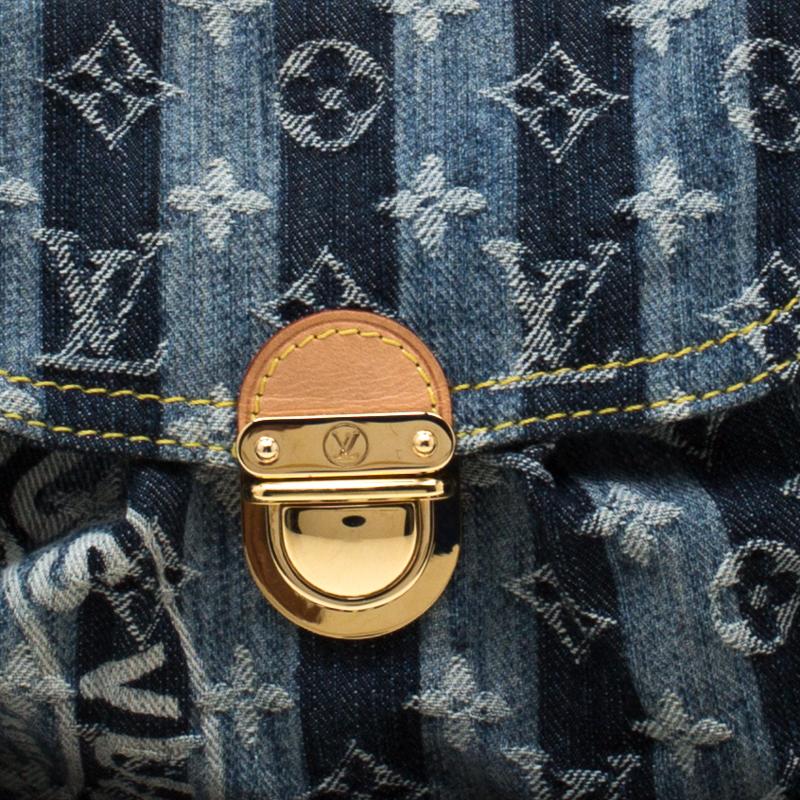 Louis Vuitton Blue Monogram Denim Limited Edition Mini Pleaty Raye Customise Bag 5