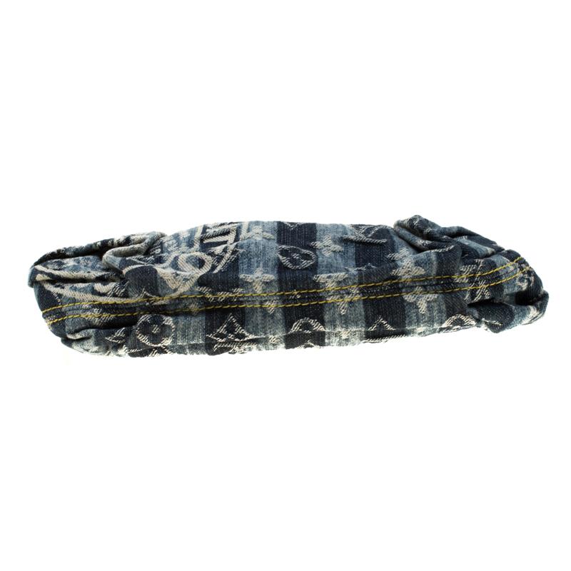 Louis Vuitton Blue Monogram Denim Limited Edition Mini Pleaty Raye Customise Bag In Good Condition In Dubai, Al Qouz 2
