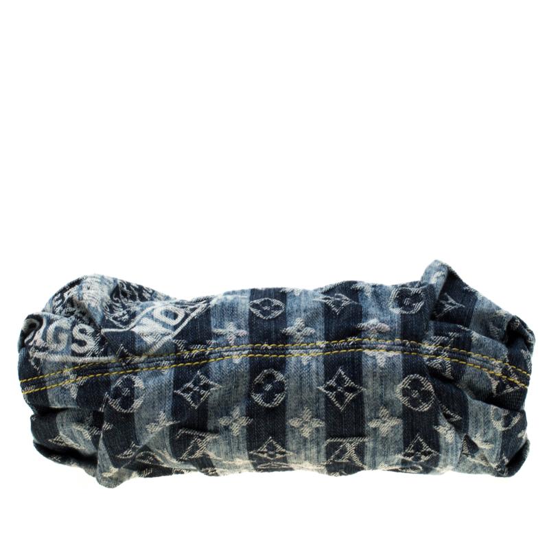Black Louis Vuitton Blue Monogram Denim Limited Edition Mini Pleaty Raye Customise Bag