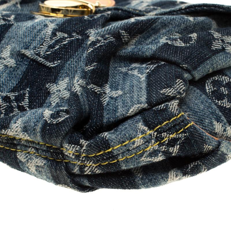 Louis Vuitton Blue Monogram Denim Limited Edition Mini Pleaty Raye Customise Bag In Good Condition In Dubai, Al Qouz 2