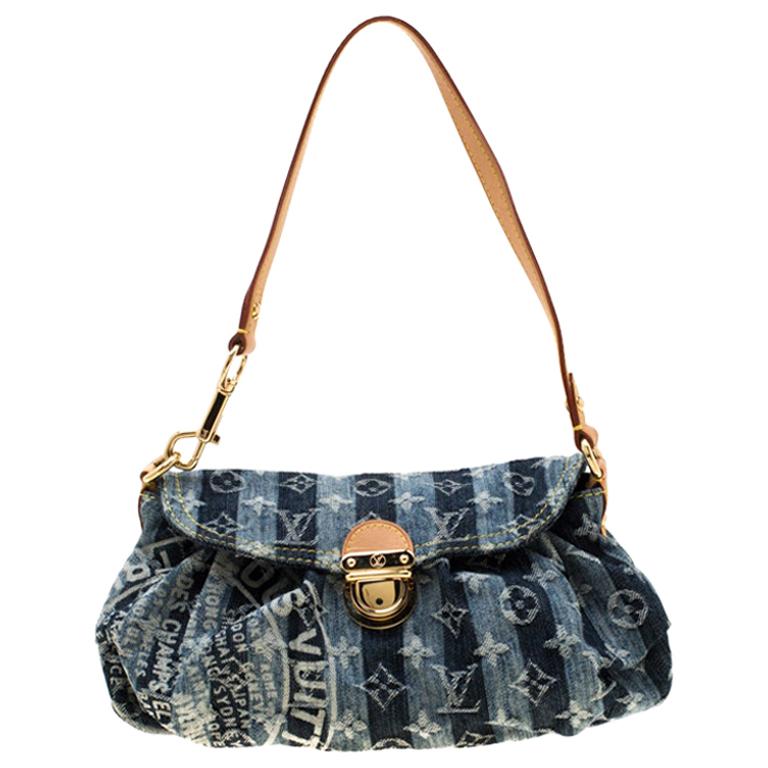 Louis Vuitton Blue Monogram Denim Limited Edition Mini Pleaty Raye  Customise Bag