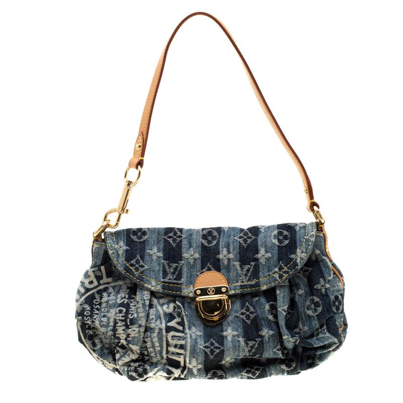 Louis Vuitton Blue Monogram Denim Limited Edition Mini Pleaty Raye Customise Bag