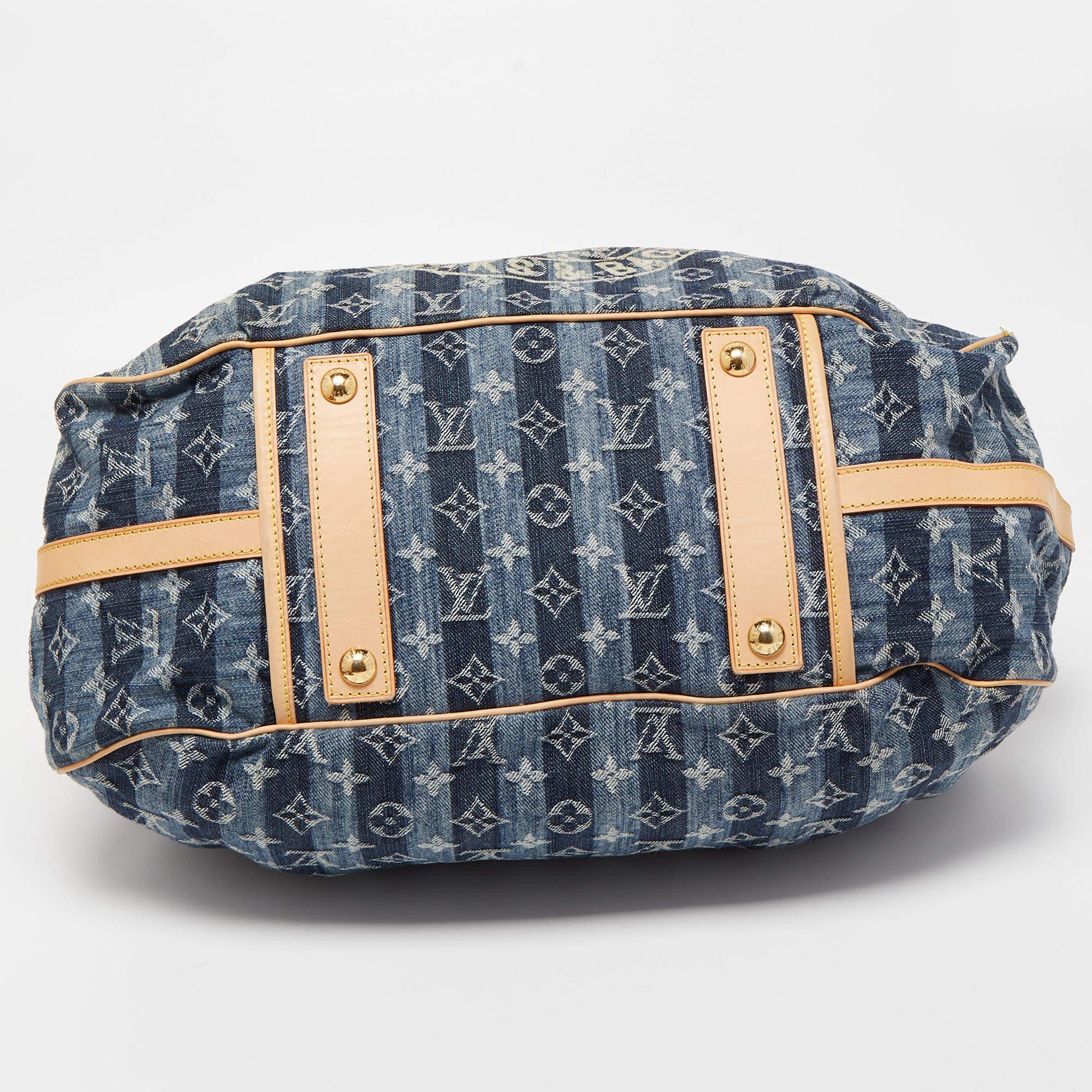 Louis Vuitton Blue Monogram Denim Limited Edition Porte Epaule Raye GM Bag 6