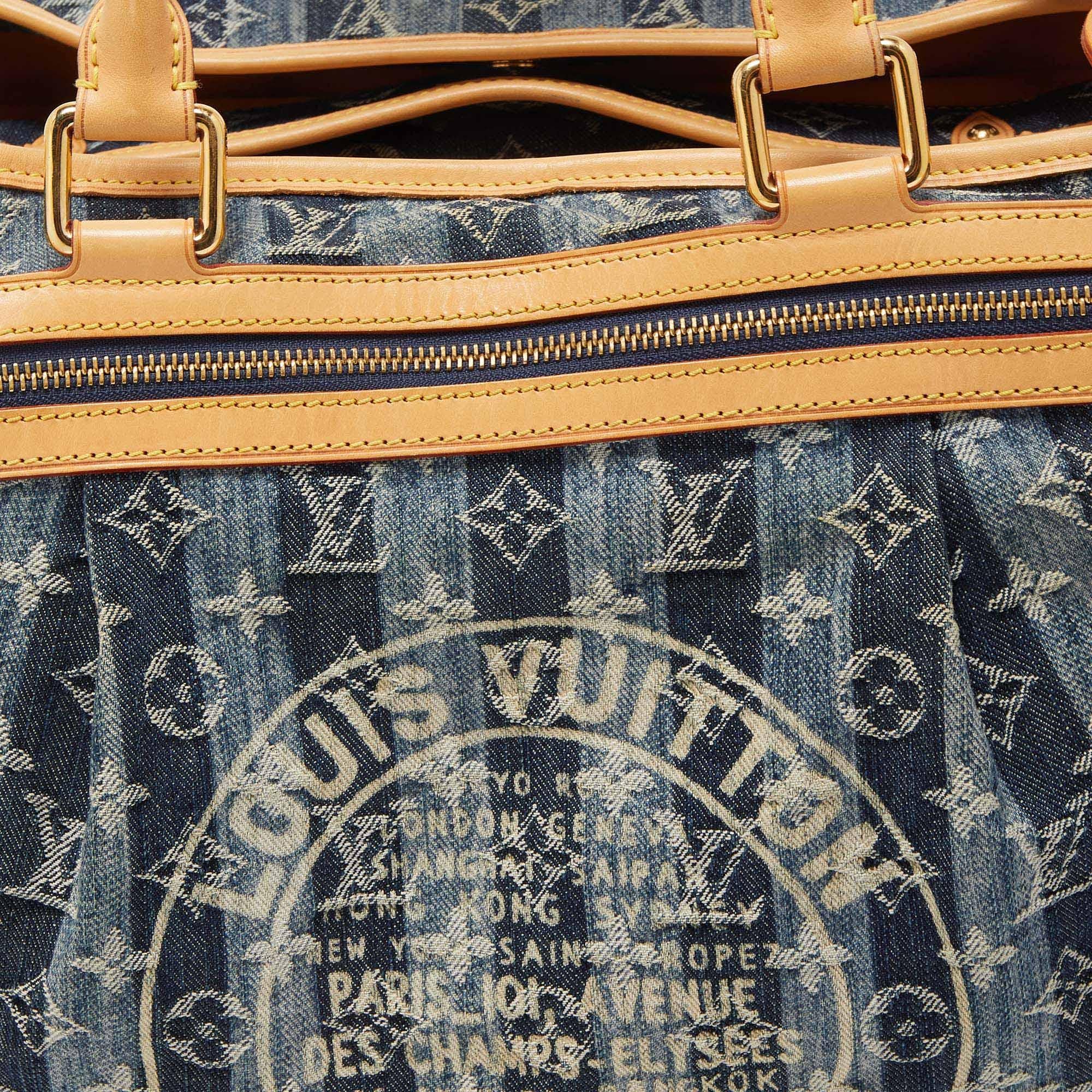 Louis Vuitton Blue Monogram Denim Limited Edition Porte Epaule Raye GM Bag 7