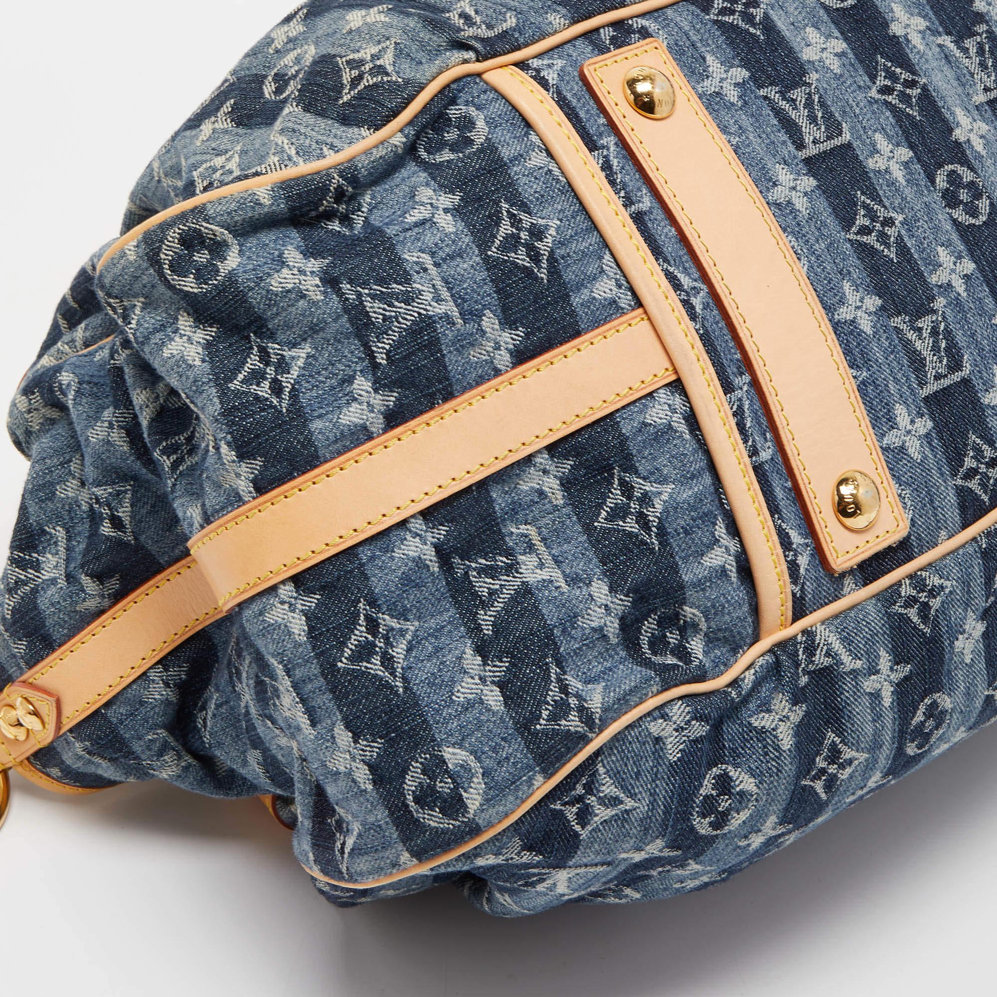 Louis Vuitton Blue Monogram Denim Limited Edition Porte Epaule Raye GM Bag 8