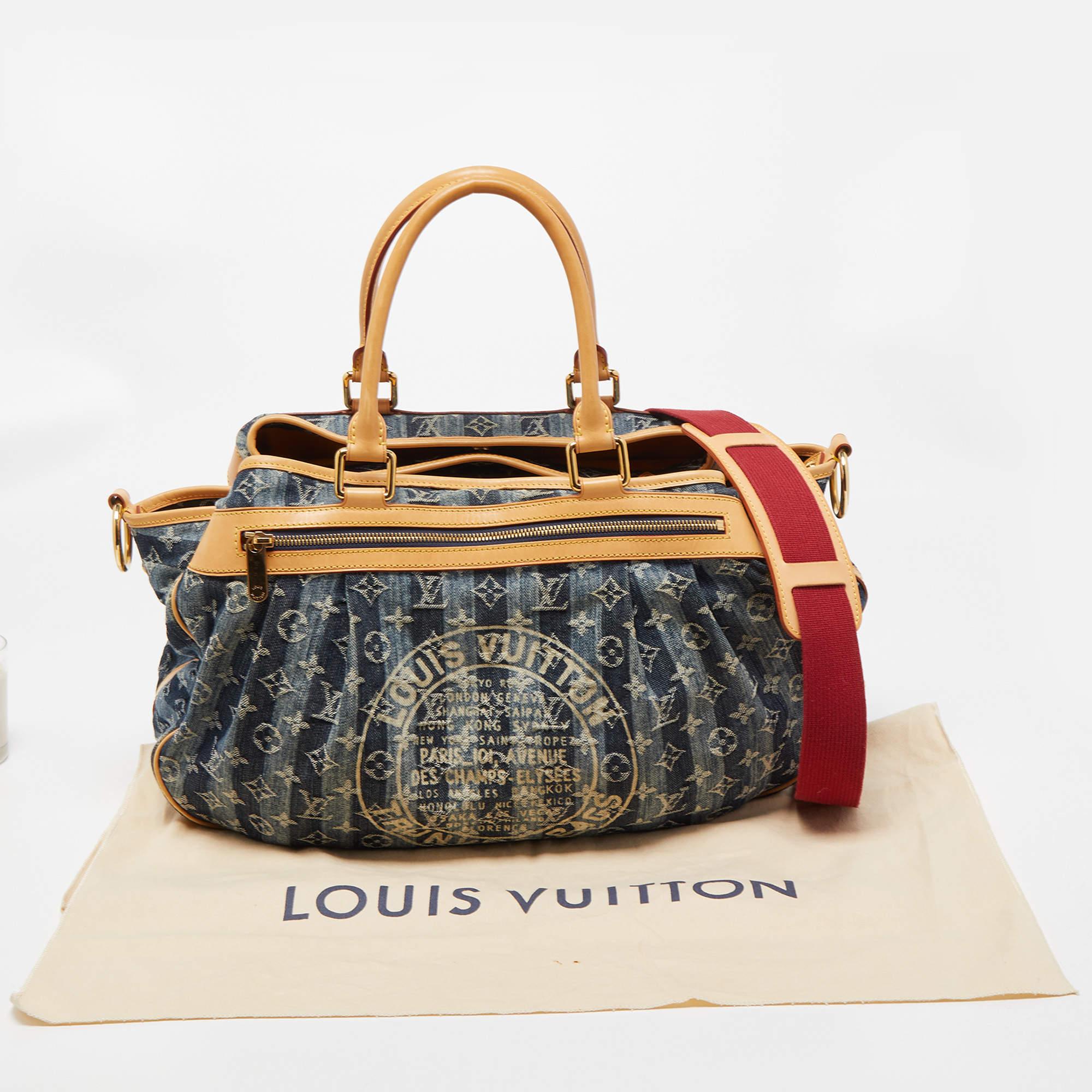 Louis Vuitton Blue Monogram Denim Limited Edition Porte Epaule Raye GM Bag 10