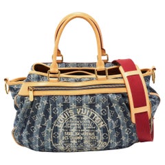 Louis Vuitton Blue Monogram Denim Limited Edition Porte Epaule Raye GM Bag