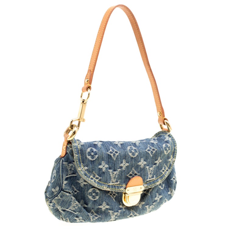 LOUIS VUITTON Monogram Denim Mini Pleaty Shoulder Bag Blue M95332