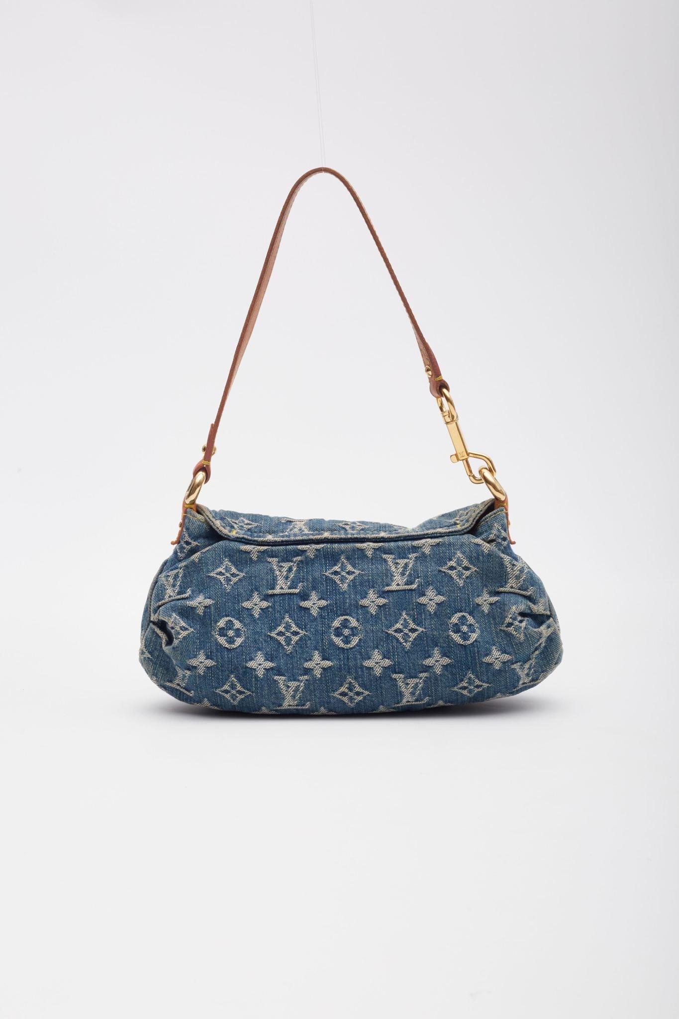 Louis Vuitton Blue Monogram Denim Mini Pleaty Bag In Good Condition In Montreal, Quebec
