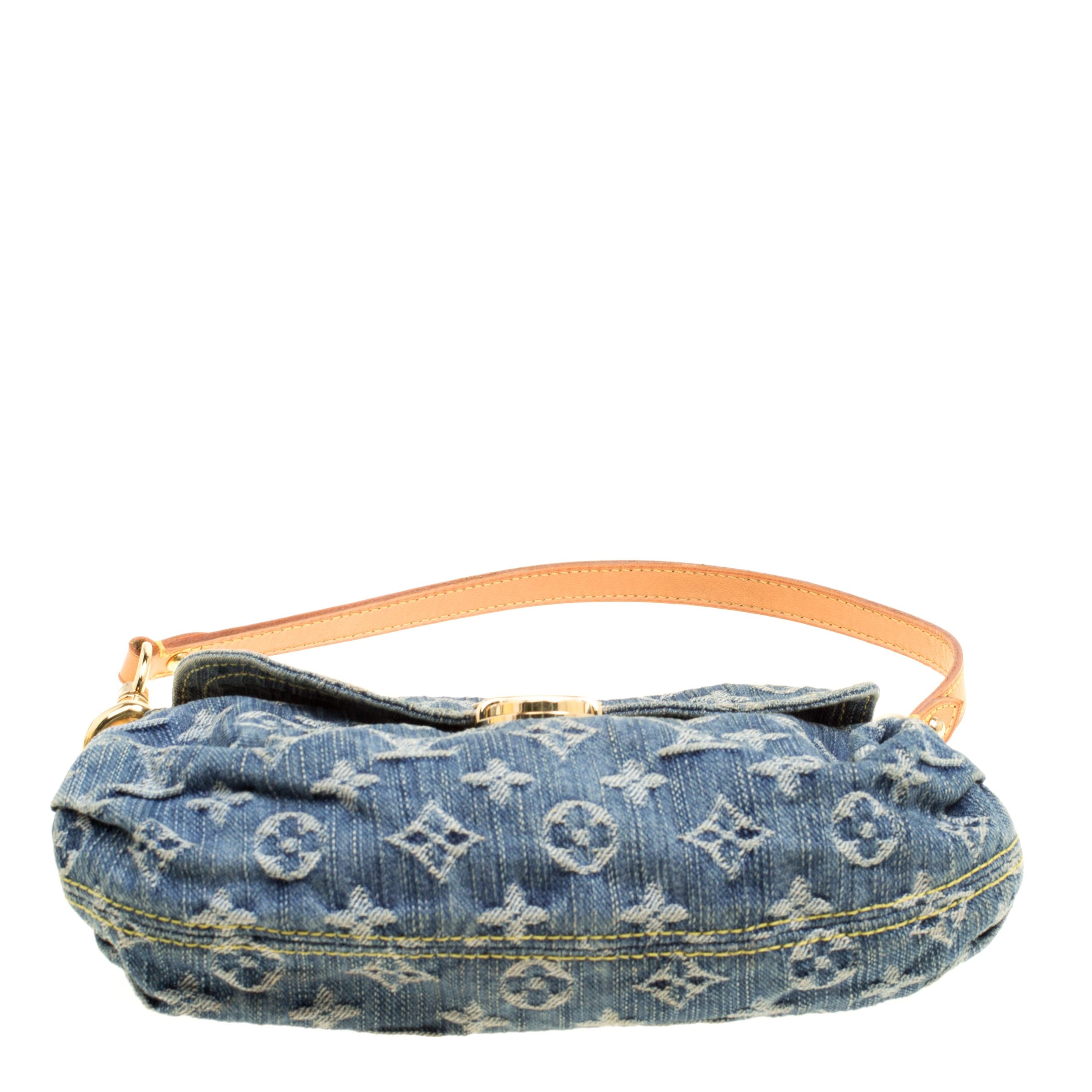 Gray Louis Vuitton Blue Monogram Denim Mini Pleaty Bag