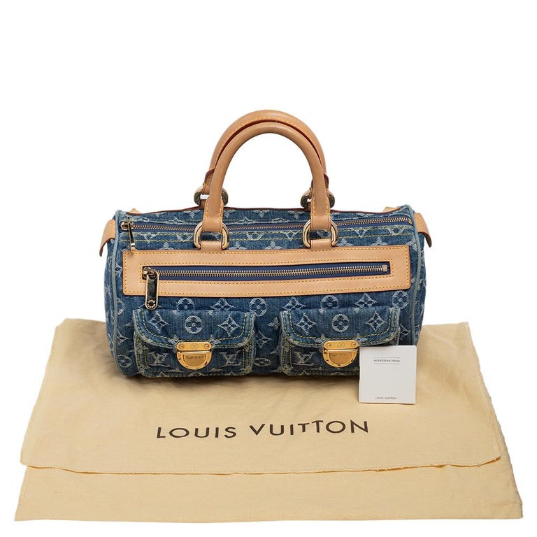 Speedy handbag Louis Vuitton Blue in Denim - Jeans - 30342114