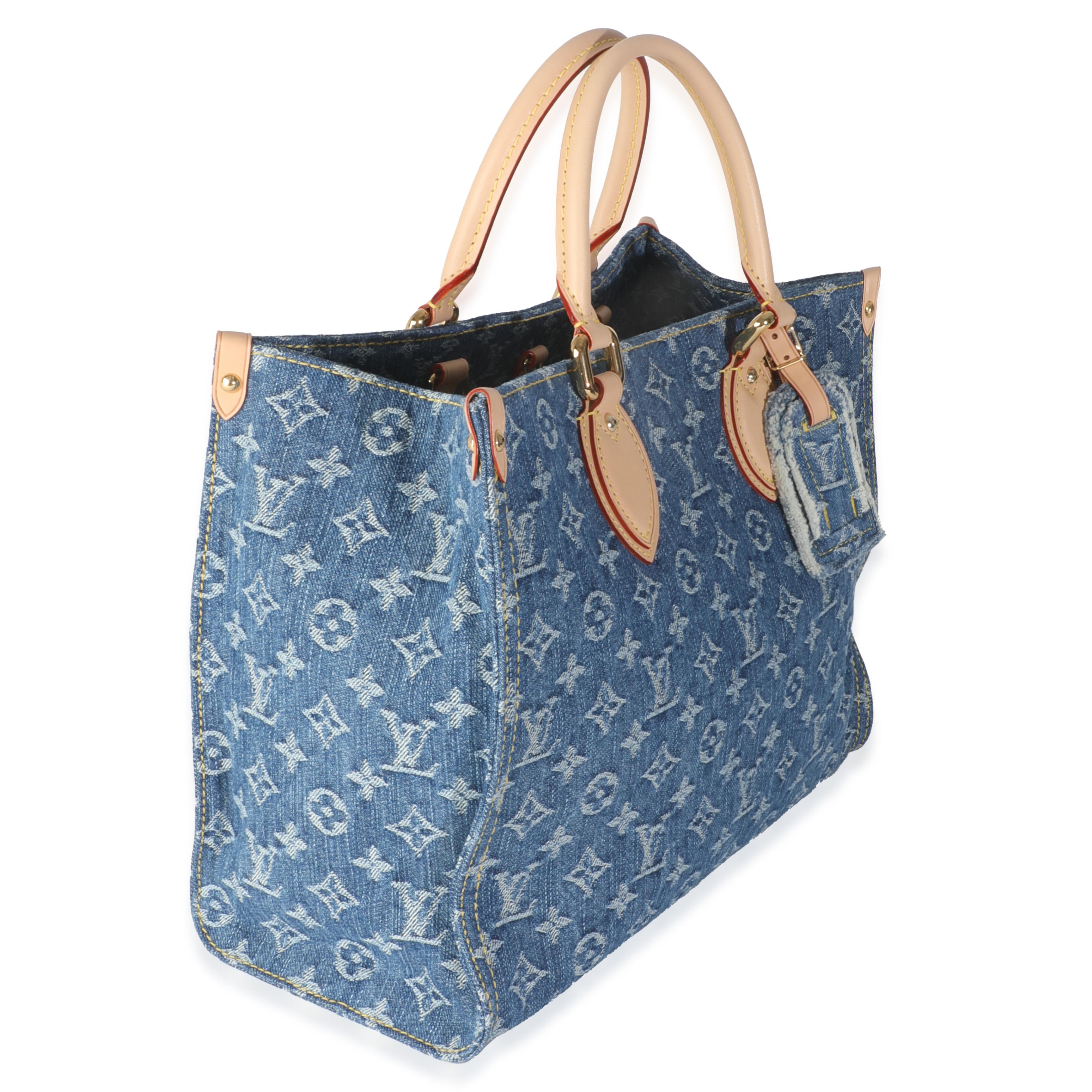 Louis Vuitton Blue Monogram Denim Onthego MM In Excellent Condition In New York, NY