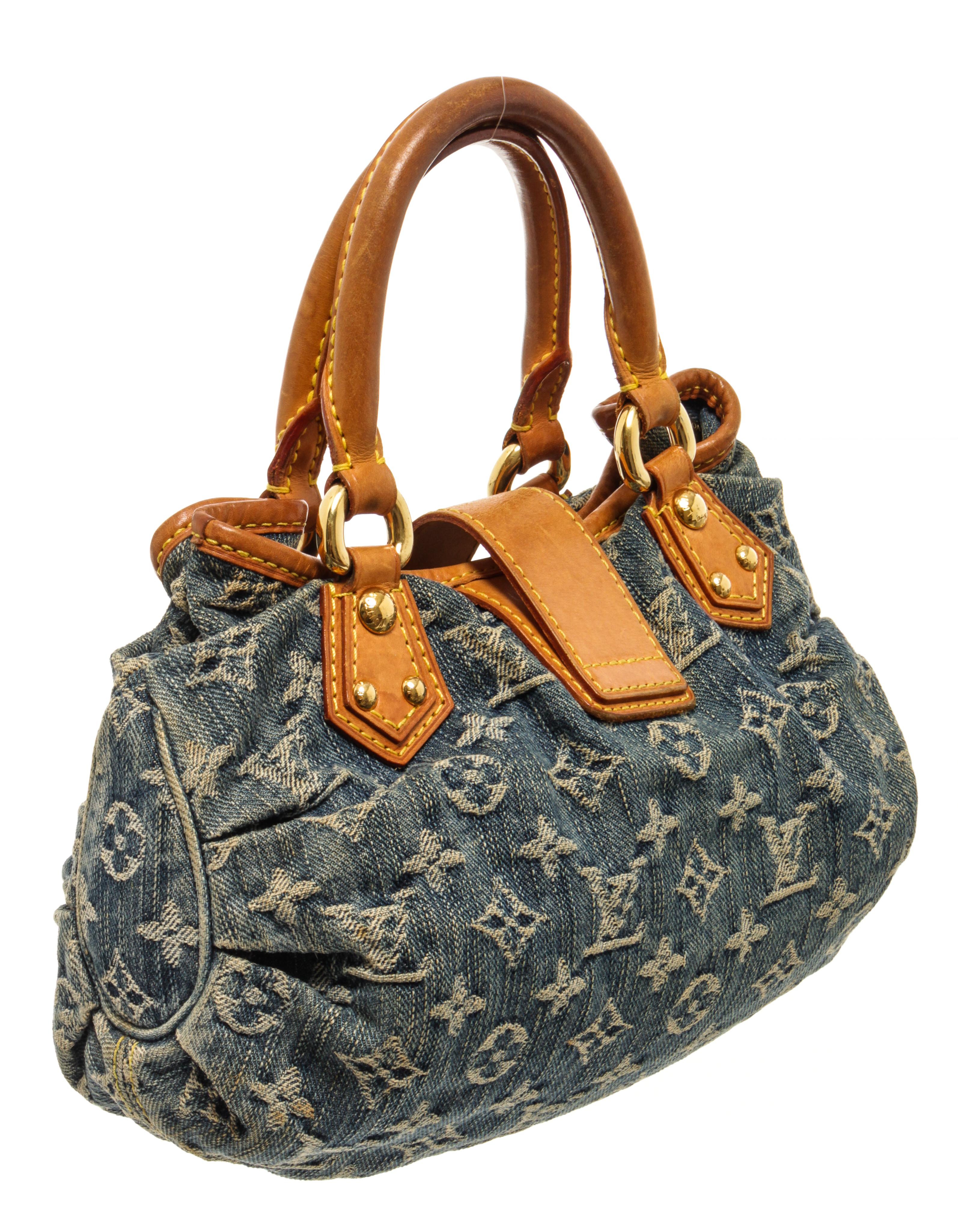 Louis Vuitton Blue Monogram Denim Pleaty Handbag In Good Condition In Irvine, CA