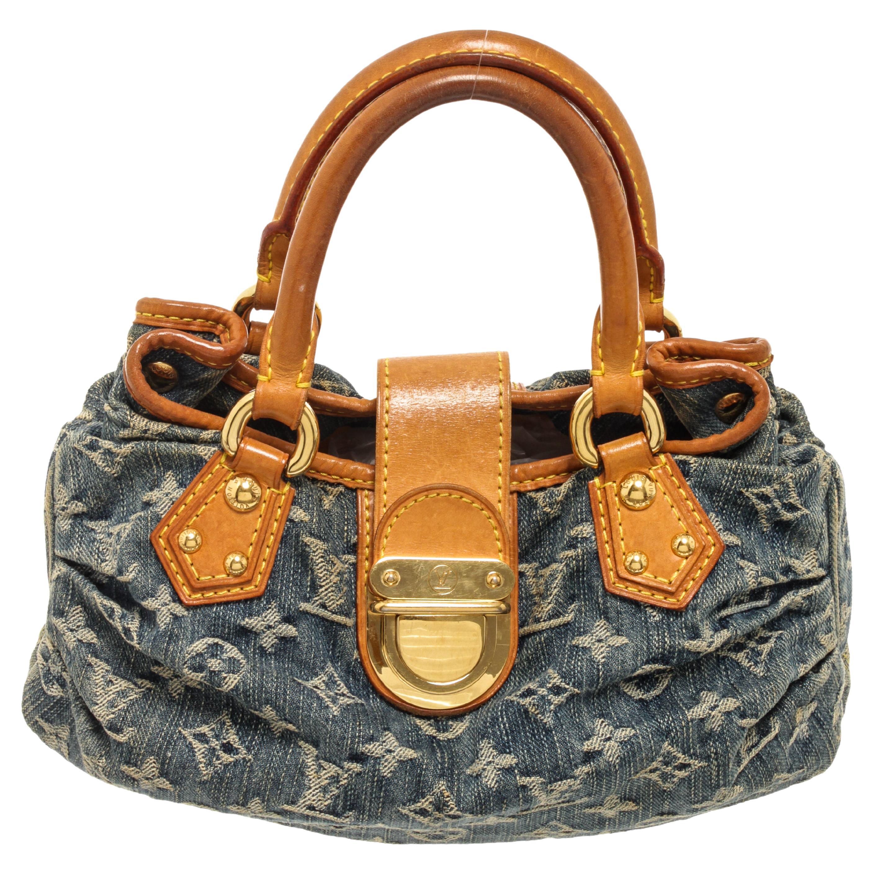 What Goes Around Comes Around Louis Vuitton Denim Pleaty Mini Shoulder Bag  in Blue