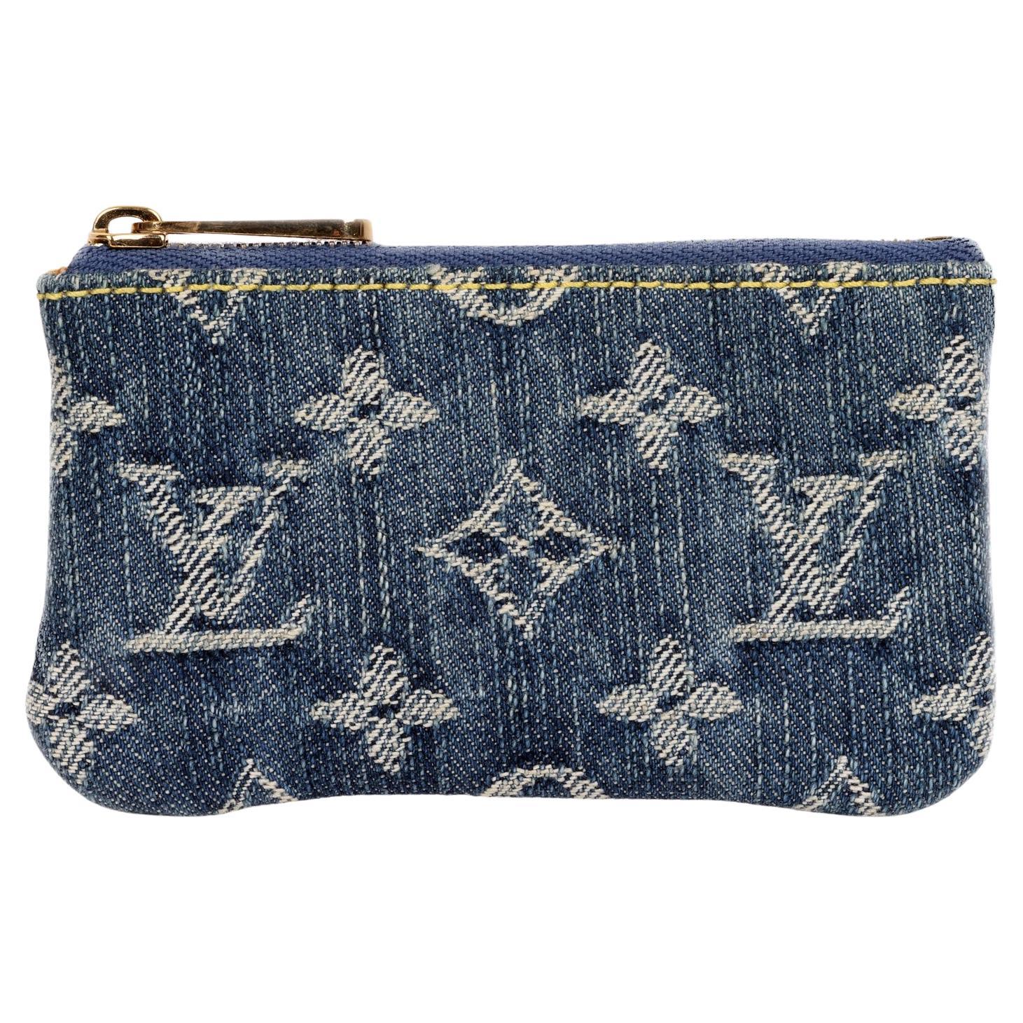 Louis Vuitton Navy Blue Monogram Denim Round Bag Charm and Key