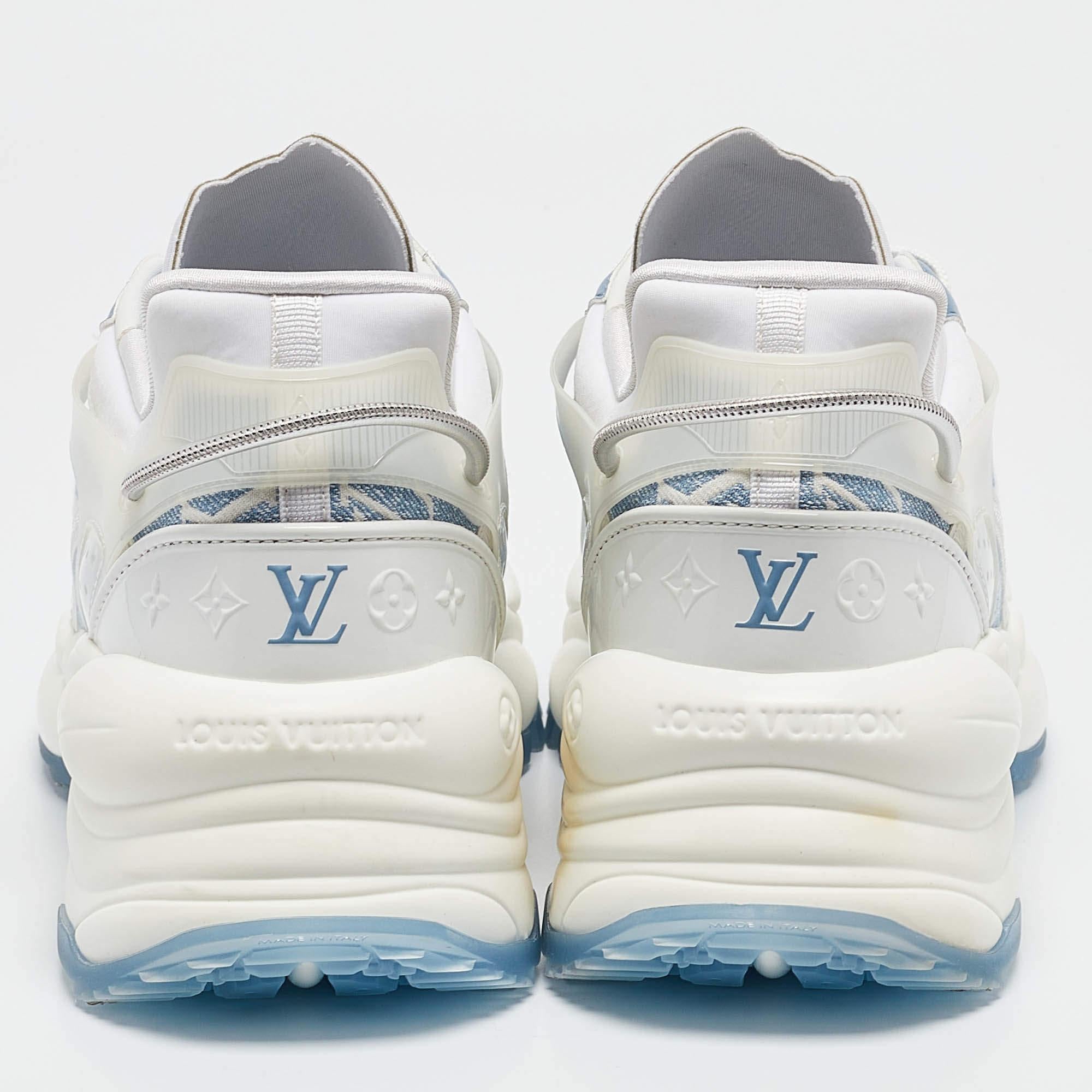 Women's Louis Vuitton Blue Monogram Denim Run 55 Sneakers Size 41