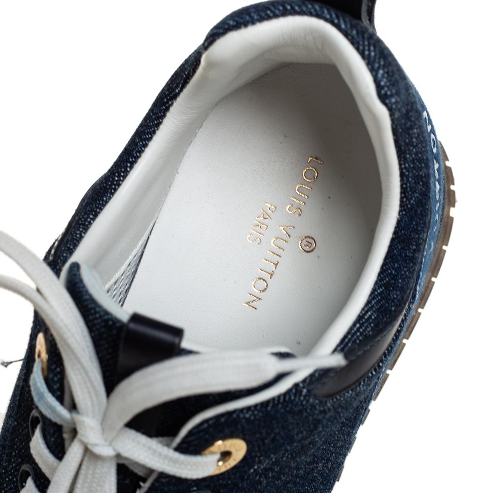 Black Louis Vuitton Blue Monogram Denim Run Away Low Top Sneakers Size 36