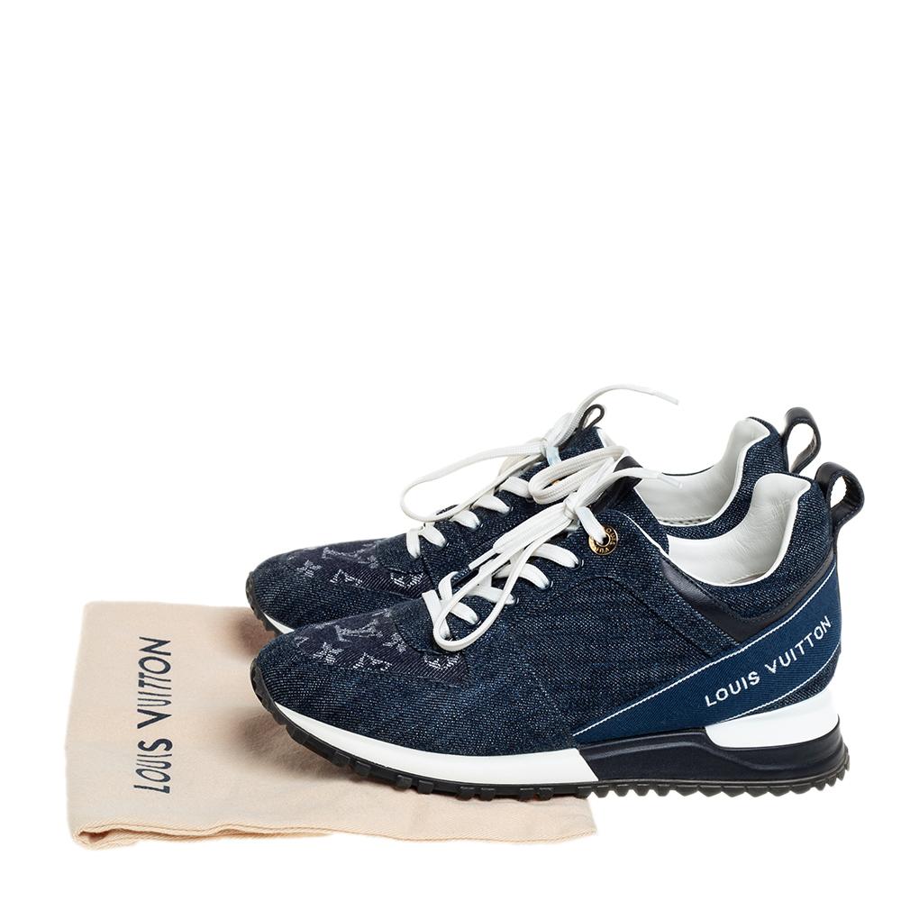 Women's Louis Vuitton Blue Monogram Denim Run Away Low Top Sneakers Size 36