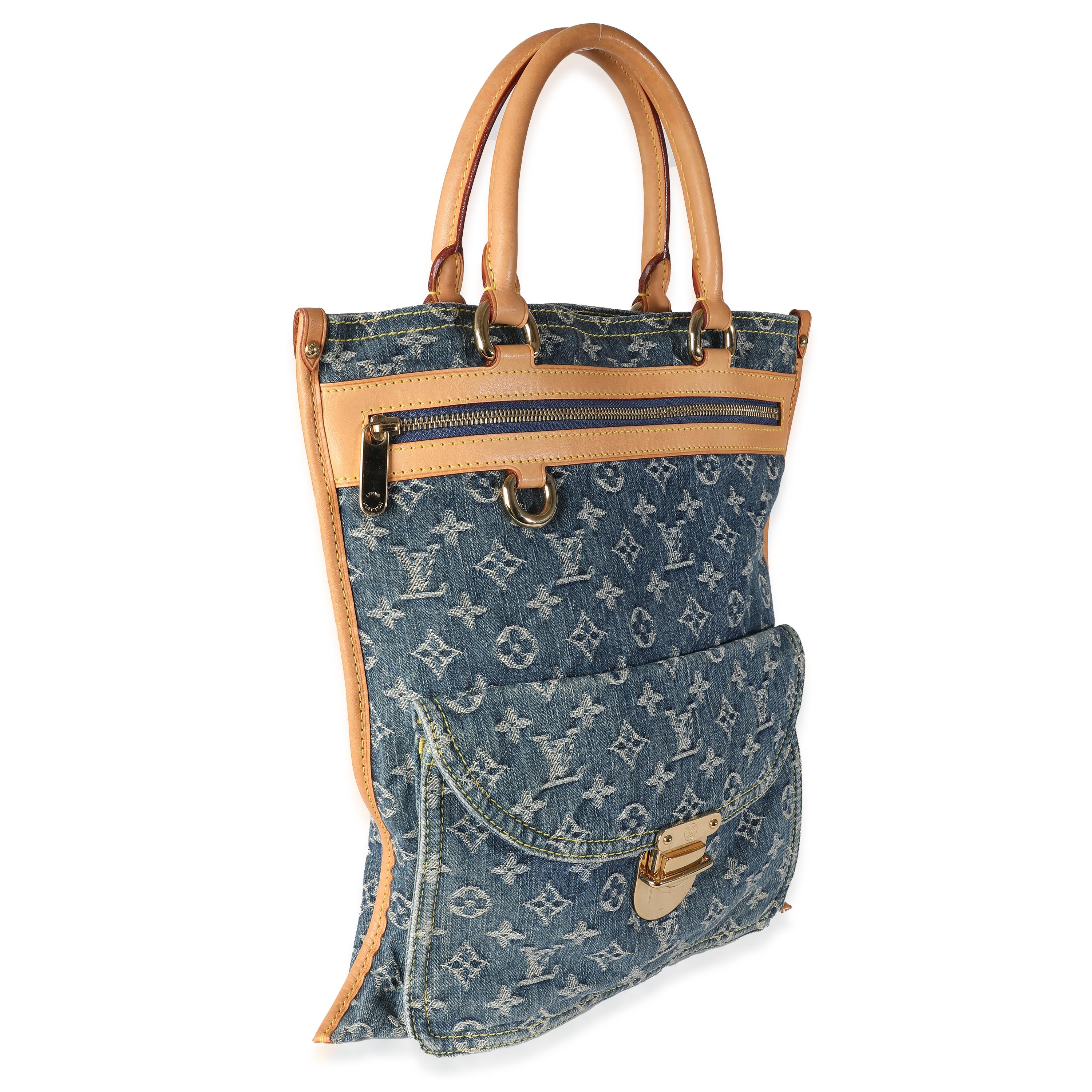 Gray Louis Vuitton Blue Monogram Denim Sac Plat