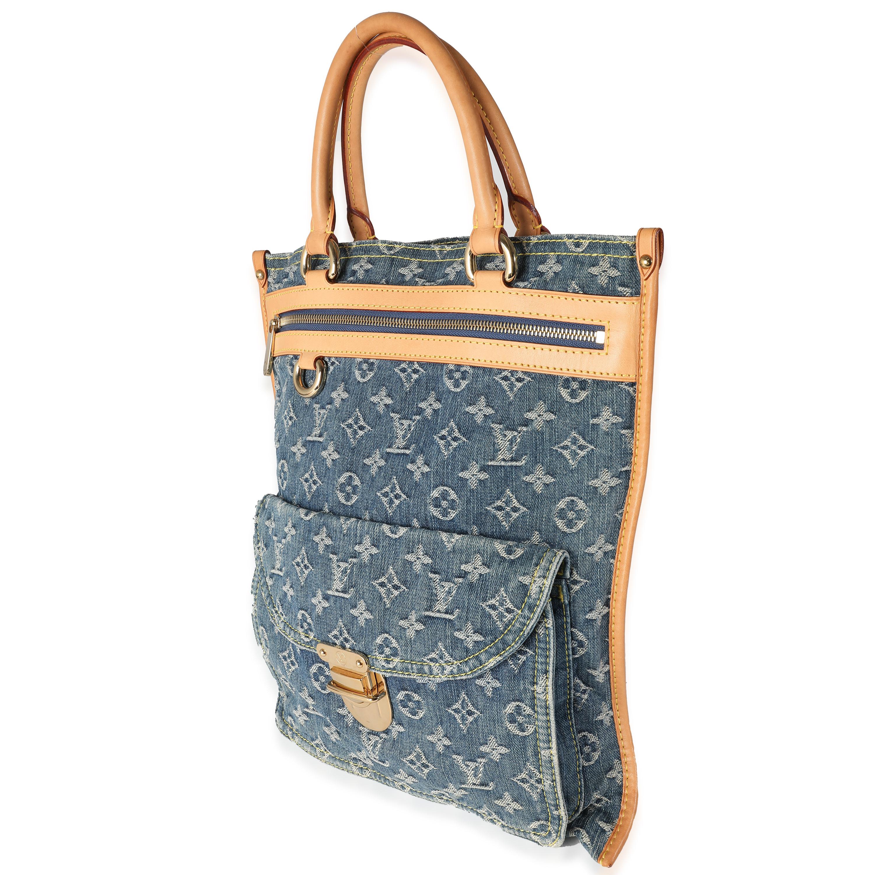 Louis Vuitton Blue Monogram Denim Sac Plat In Excellent Condition In New York, NY