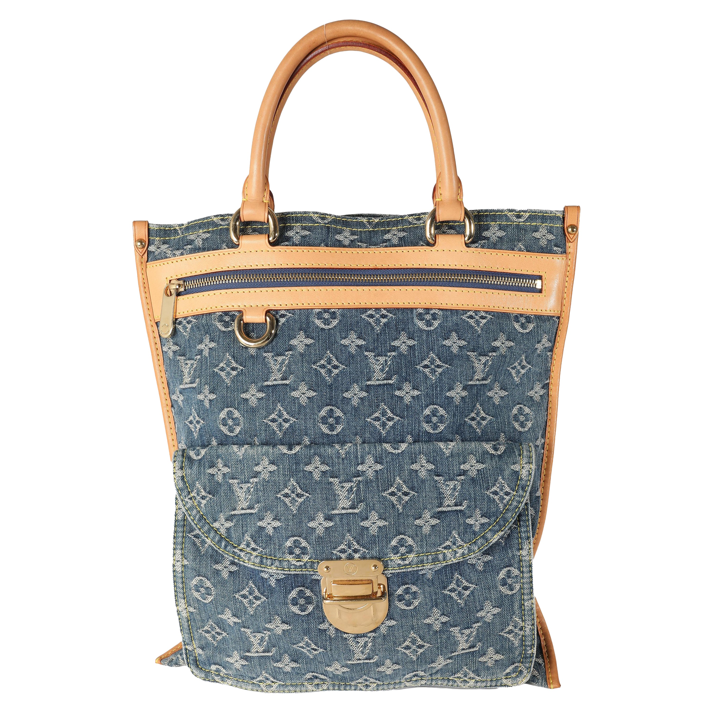 Louis Vuitton Blue Monogram Denim Sac Plat For Sale