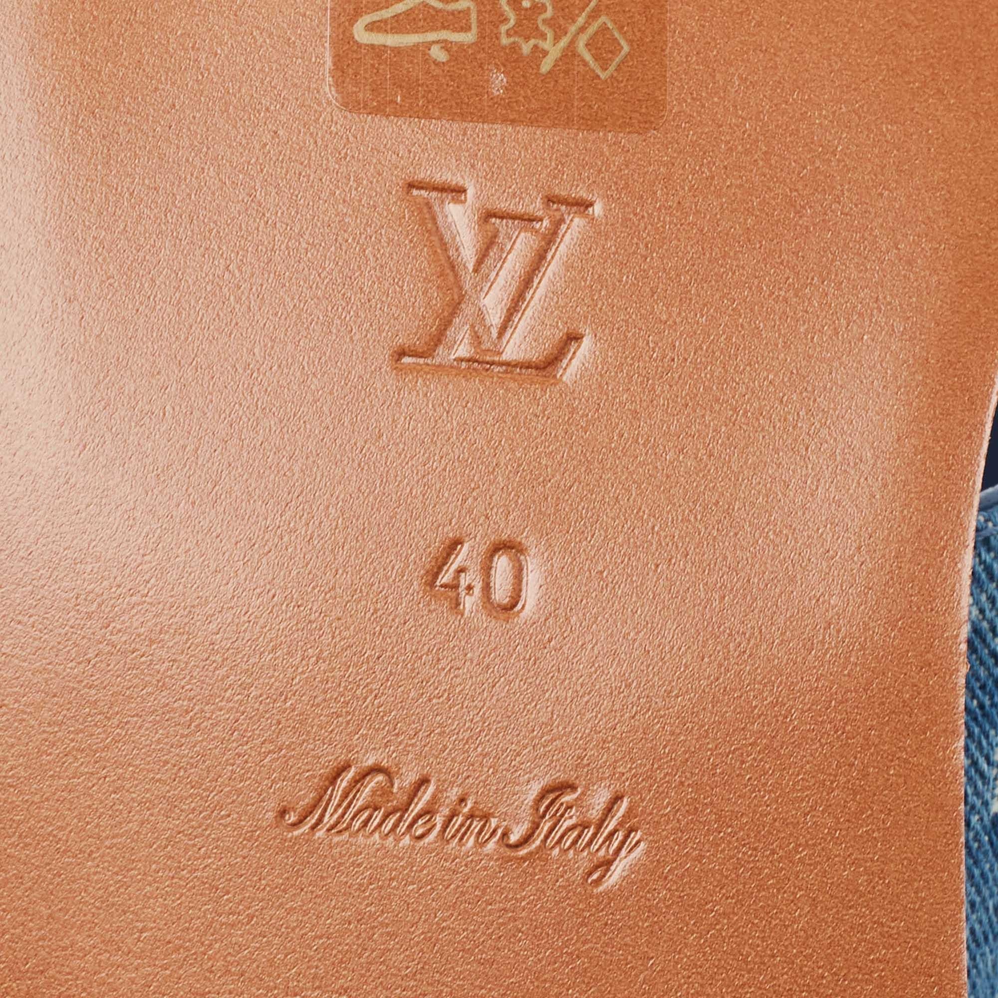 Louis Vuitton Blue Monogram Denim Starboard Flat Thong Sandals Size 40 2