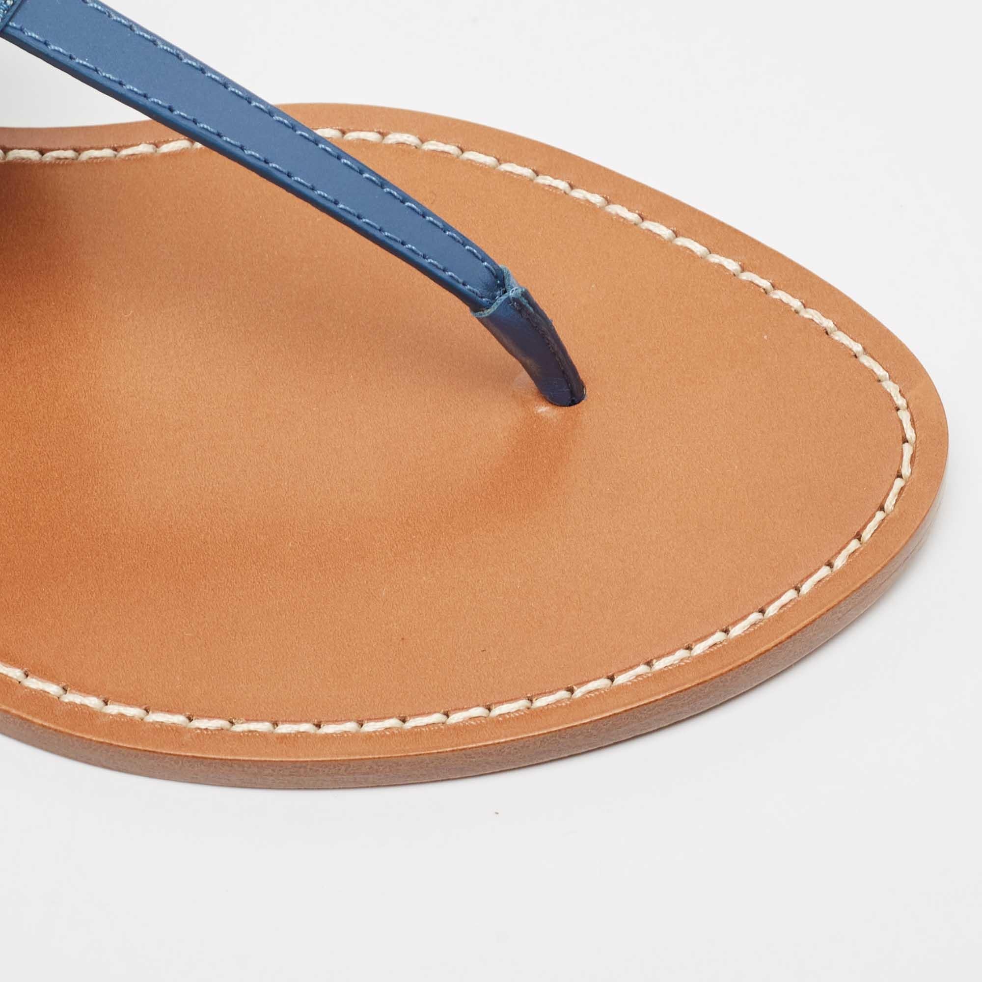 Louis Vuitton Blue Monogram Denim Starboard Flat Thong Sandals Size 40 3