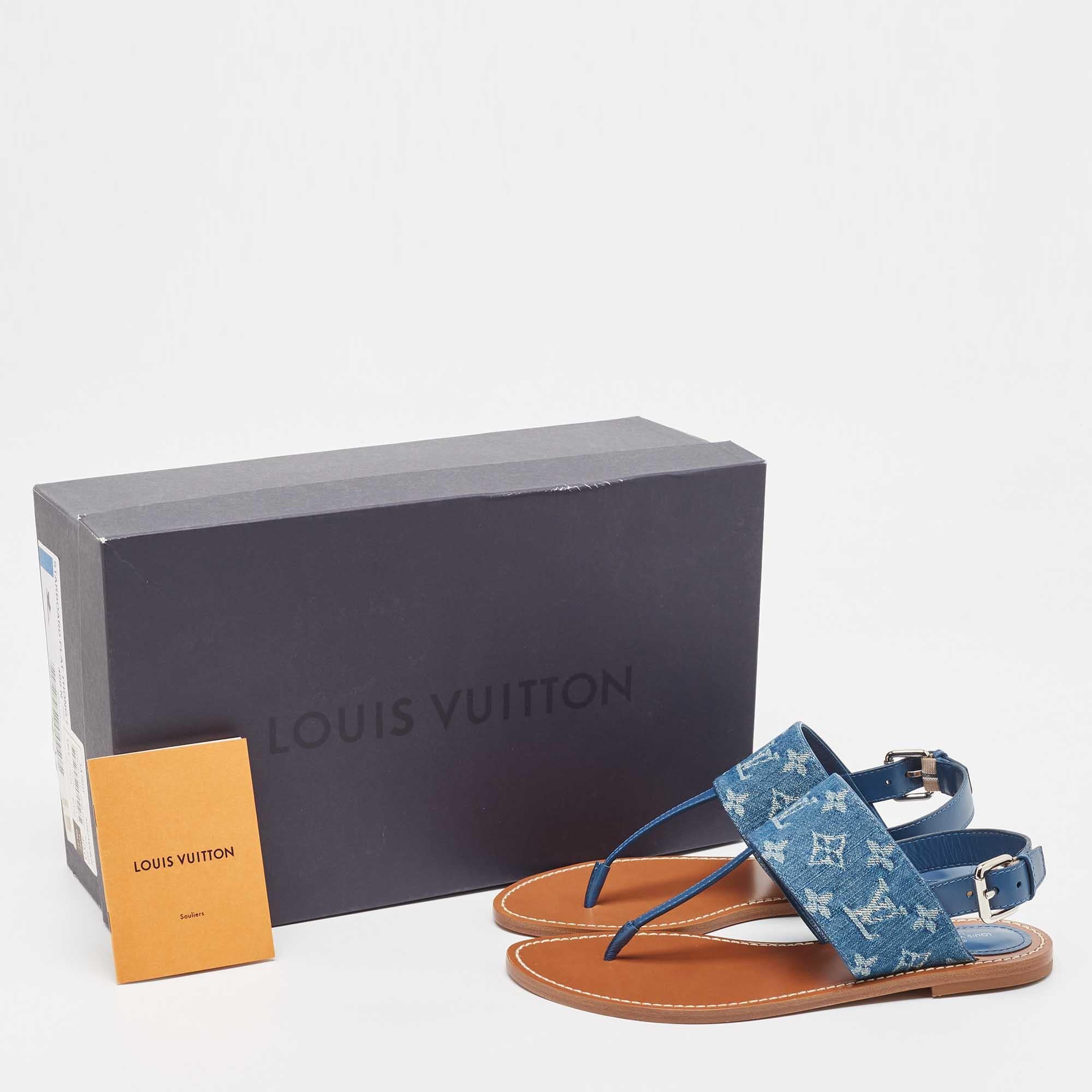 Louis Vuitton Blue Monogram Denim Starboard Flat Thong Sandals Size 40 5
