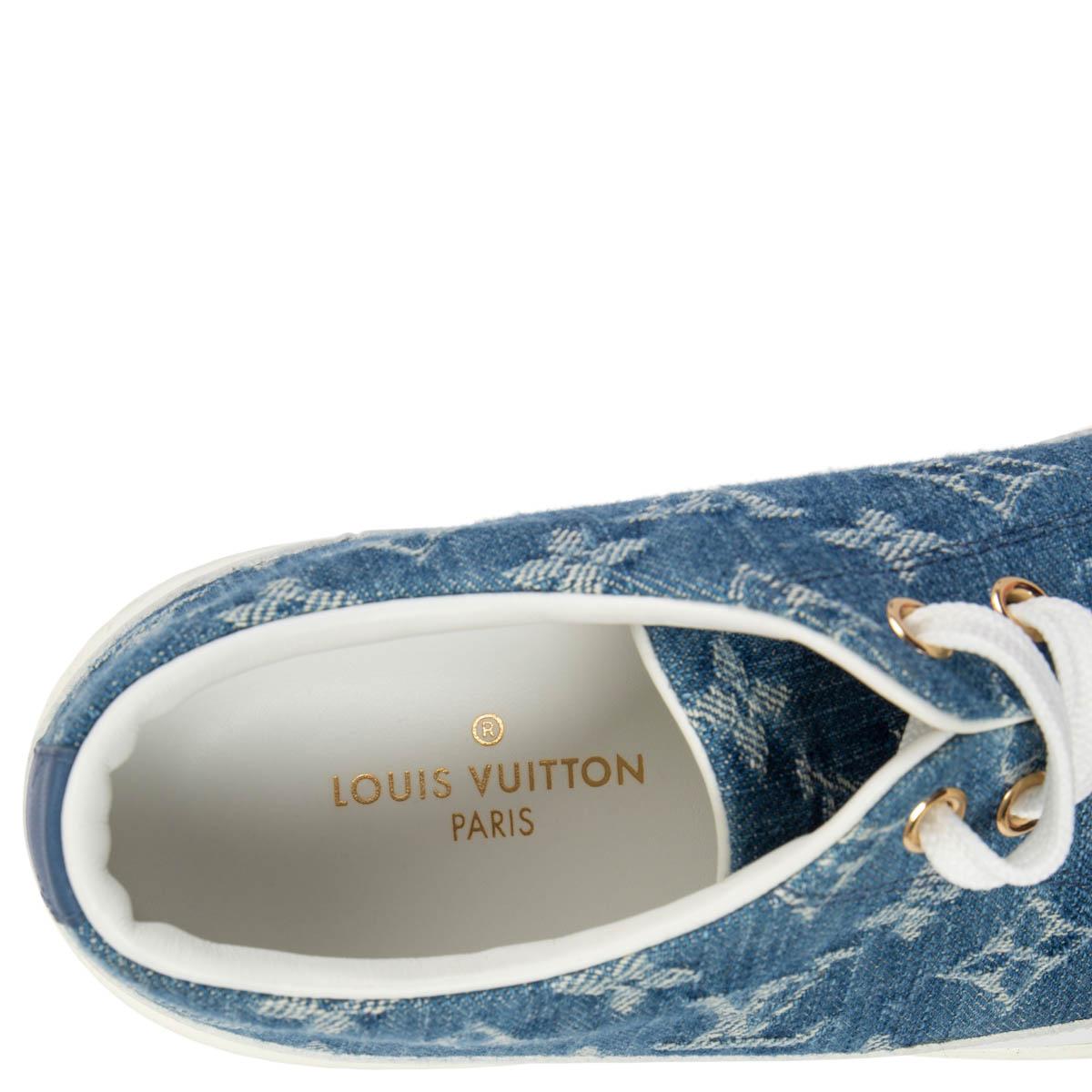 LOUIS VUITTON blue Monogram Denim STELLAR Low Top Sneakers Shoes 37.5 In Excellent Condition In Zürich, CH