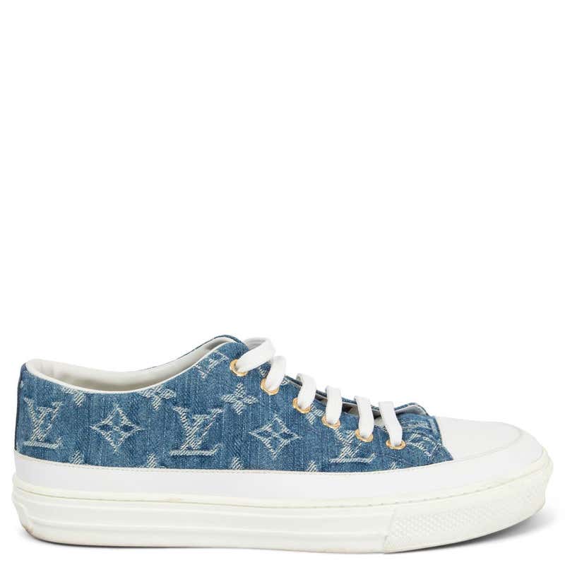 LOUIS VUITTON blue Monogram Denim STELLAR Low Top Sneakers Shoes 37.5 ...