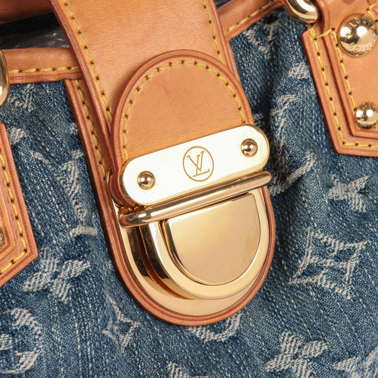 LOUIS VUITTON Blue Monogram Denim and Vachetta Leather Pleaty at 1stDibs