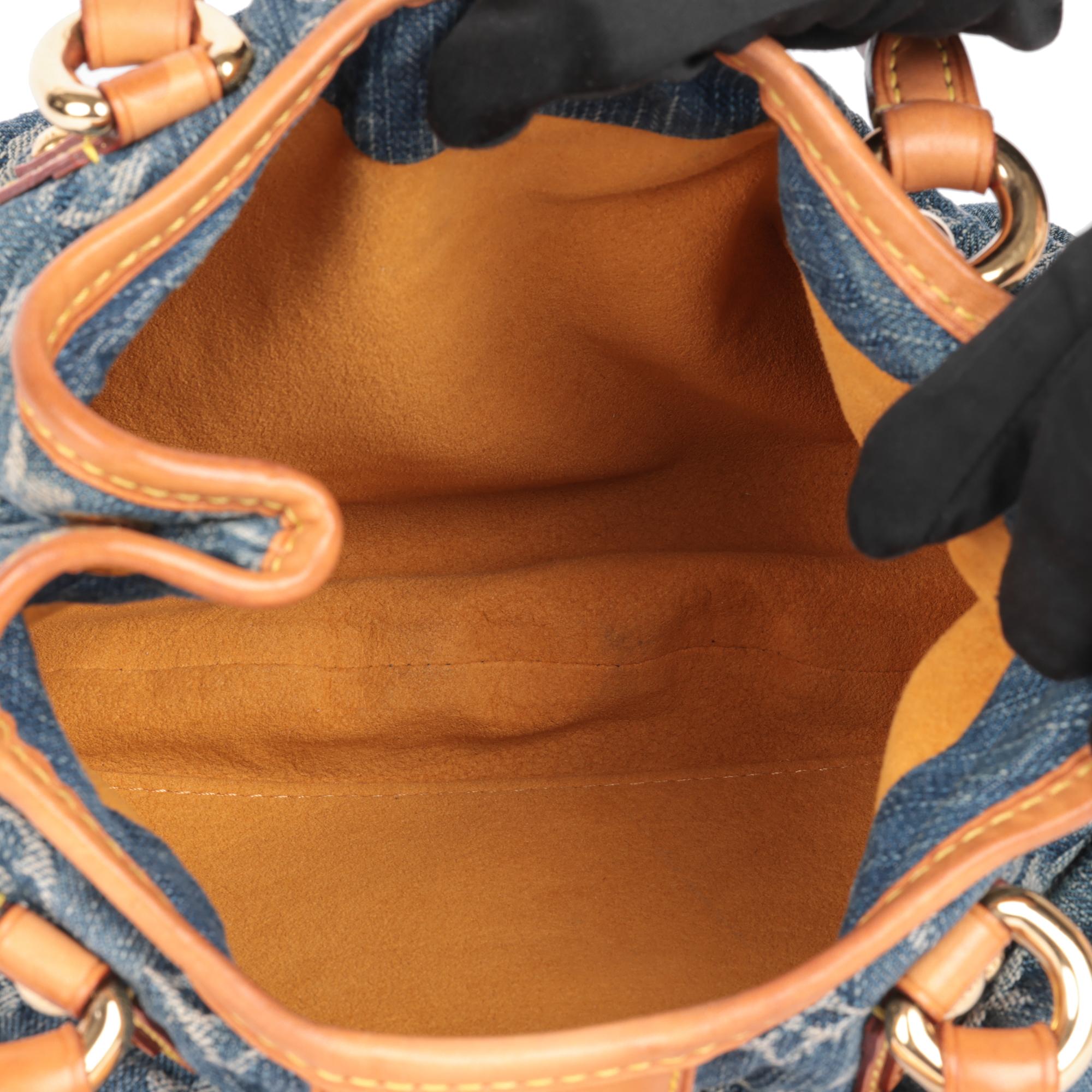 LOUIS VUITTON Blue Monogram Denim & Vachetta Leather Pleaty 1