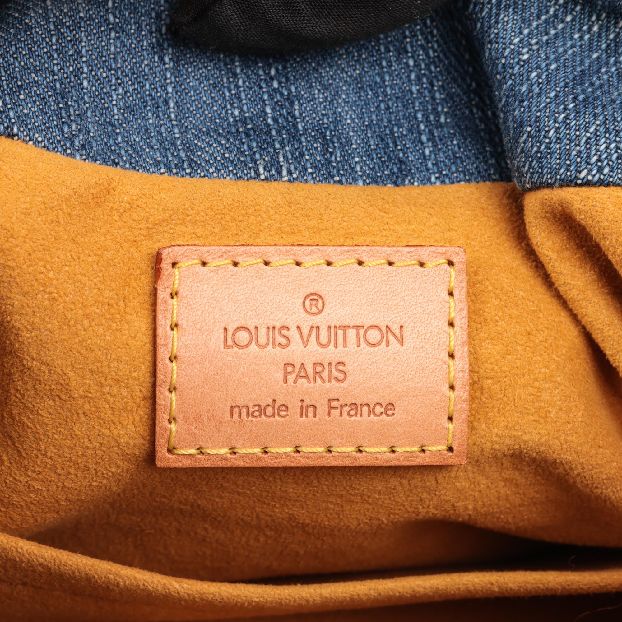 LOUIS VUITTON Blue Monogram Denim & Vachetta Leather Pleaty 4