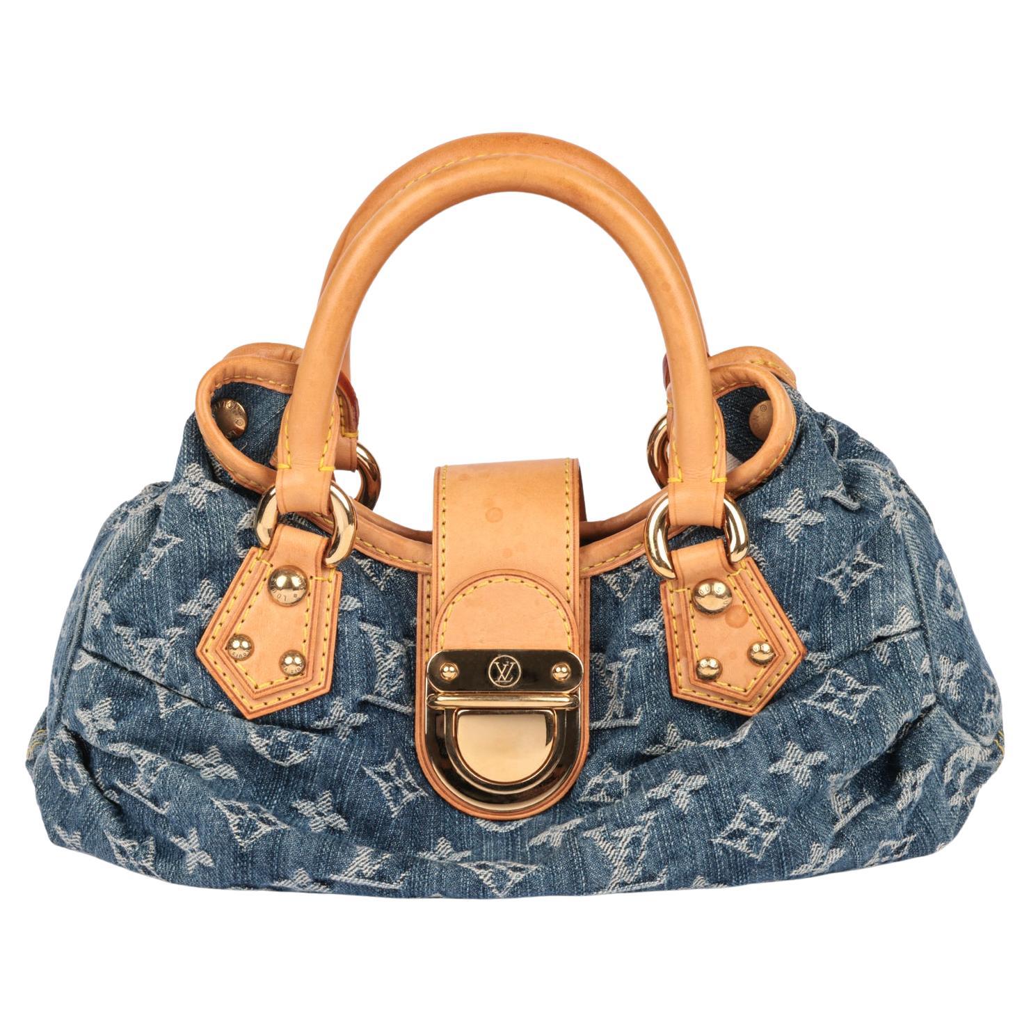 LOUIS VUITTON Blue Monogram Denim and Vachetta Leather Pleaty at 1stDibs