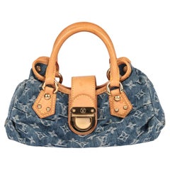 2005 Louis Vuitton Blue Monogram Denim and Vachetta Leather Baggy