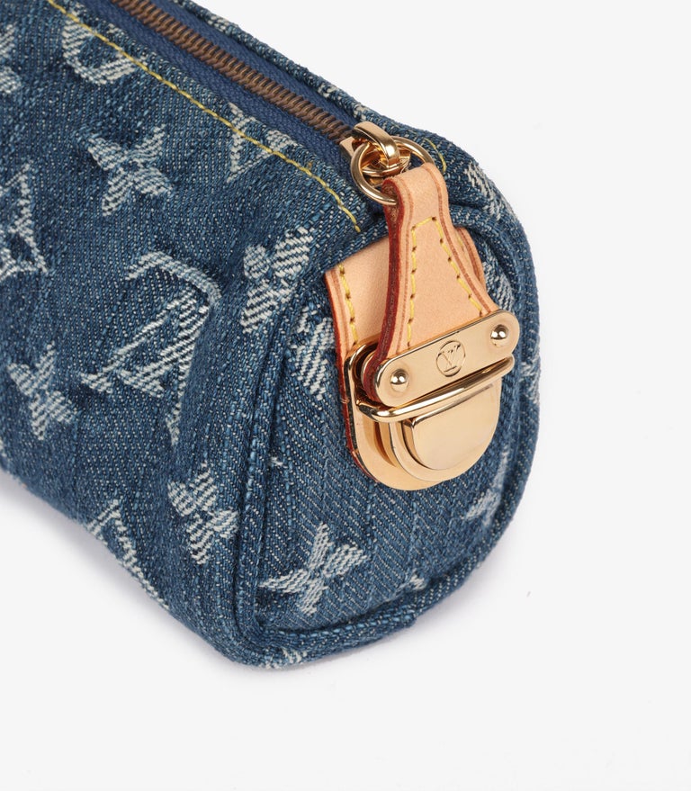 LOUIS VUITTON Denim Monogram Jacquard Micro Speedy Bag Charm Bleu
