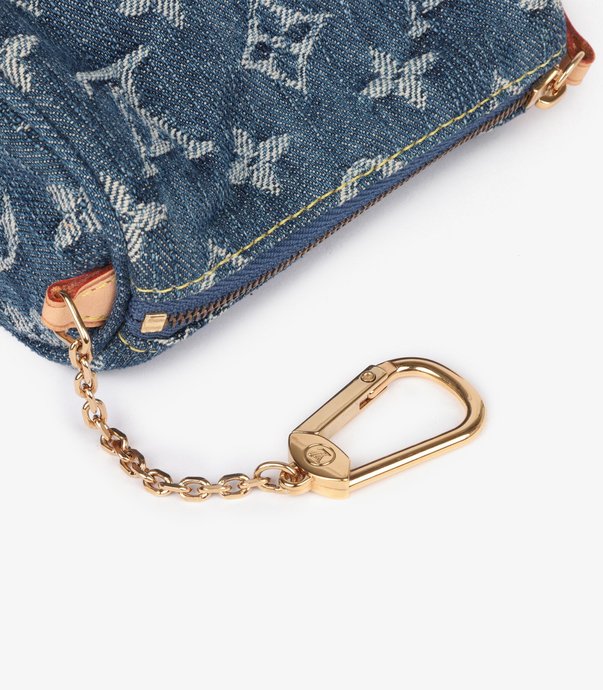 Louis Vuitton Blue Monogram Denim & Vachetta Leather Vintage Key Holder 1