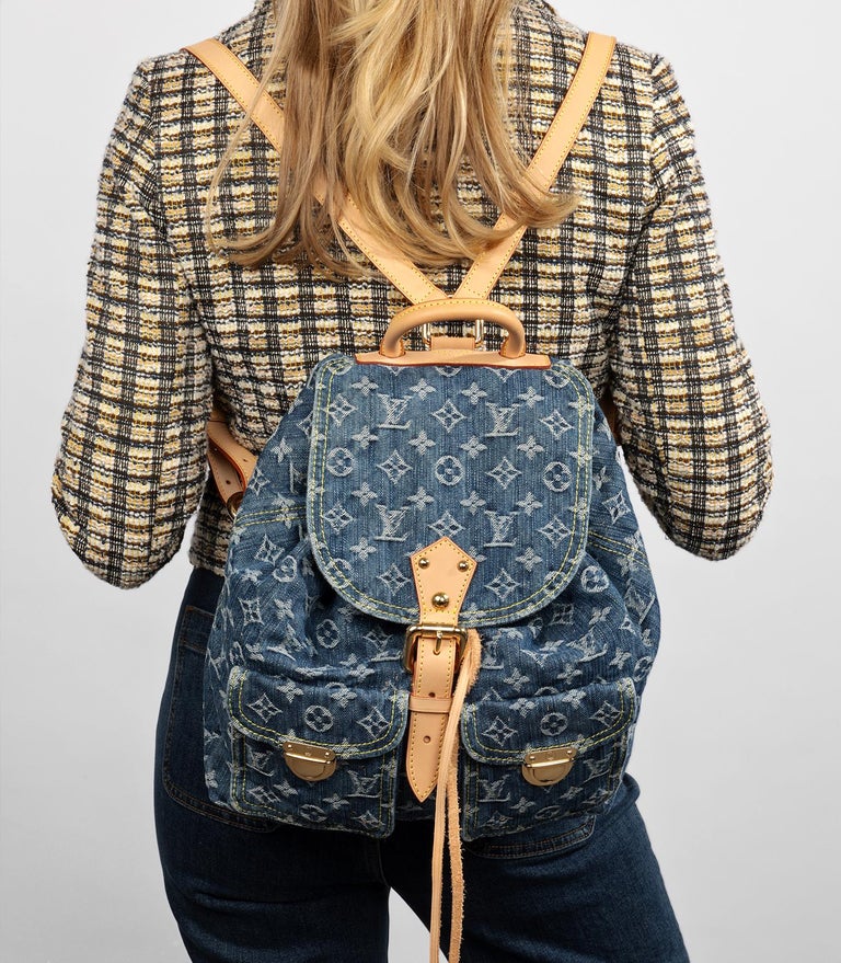 RARE Louis Vuitton Monogram Denim Sac a Dos GM blue jean Backpack vintage  LV bag