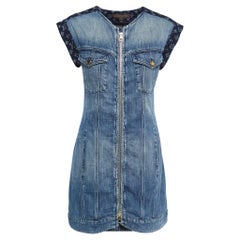 Louis Vuitton Blue Monogram Denim Zip-Up Dress S