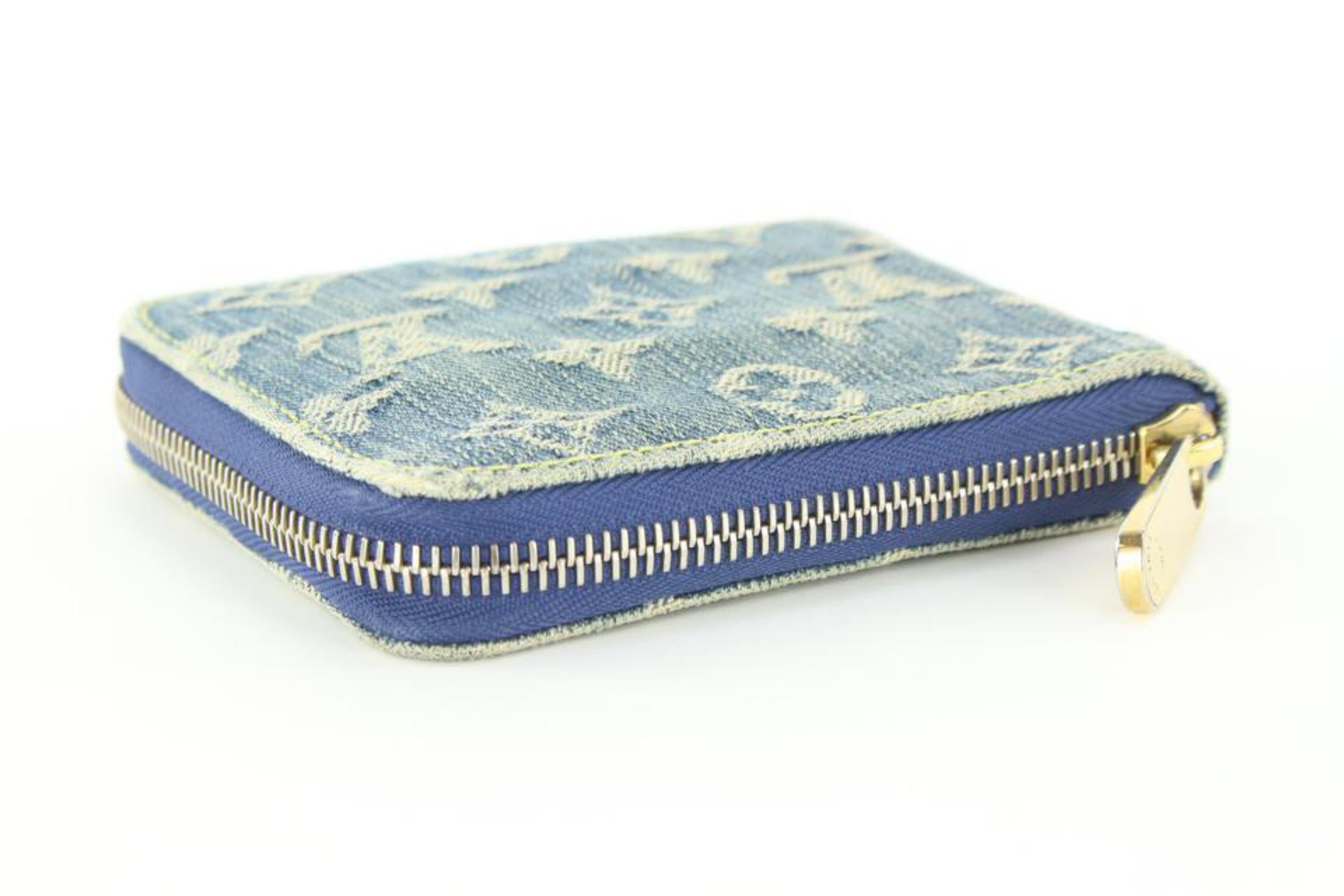 Women's Louis Vuitton Blue Monogram Denim Zippy Coin Wallet Compact 3LVJ1020 For Sale