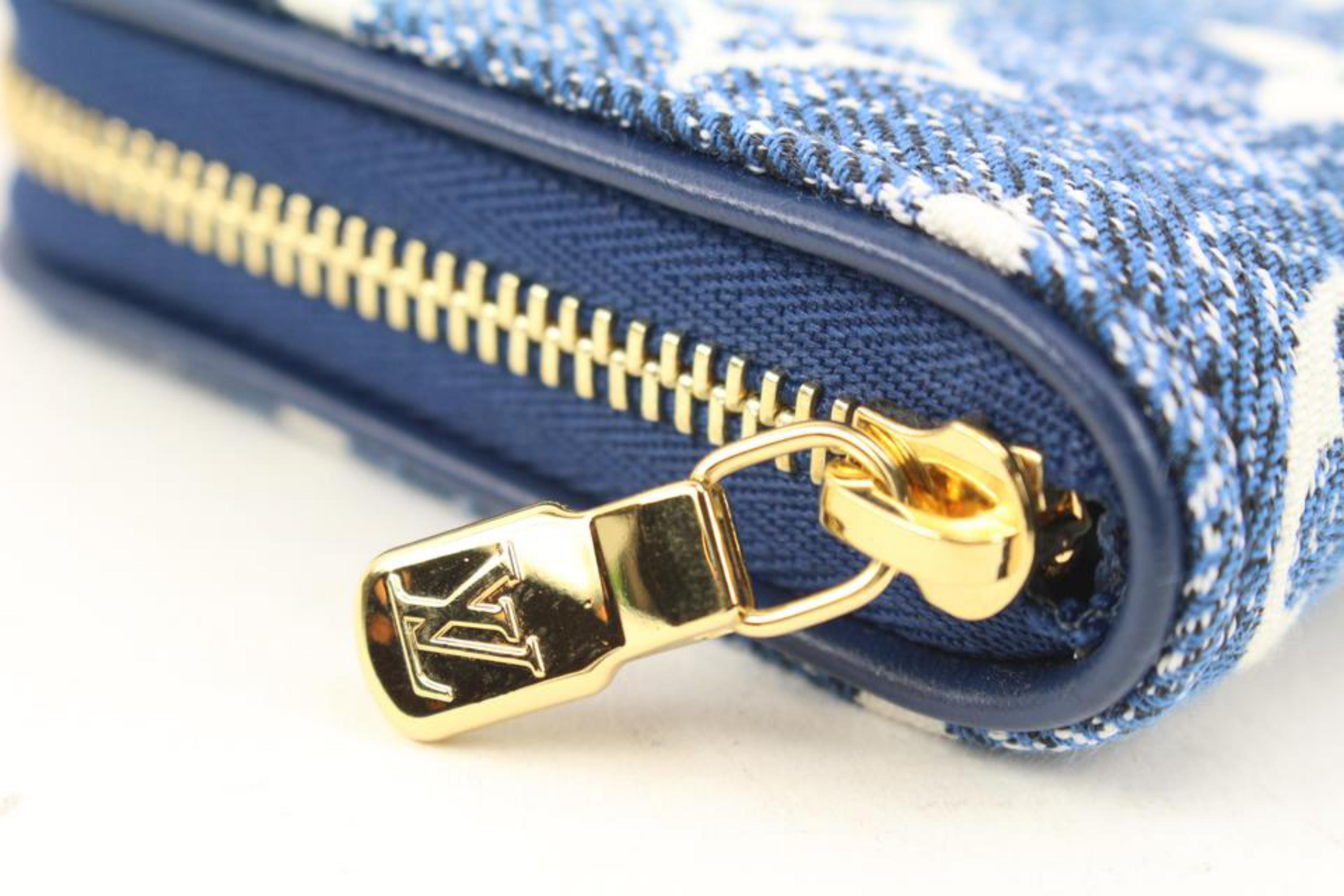 Women's Louis Vuitton Blue Monogram Denim Zippy Coin Wallet Compact Zip Around 6lv228s
